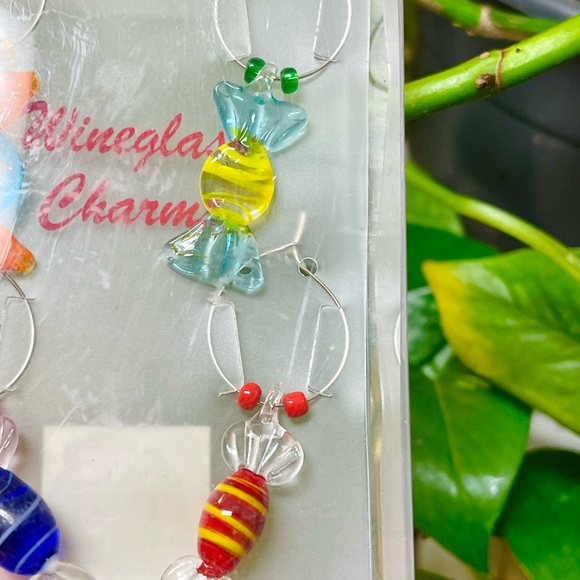 Wine Glass Charm Ice Bucket Bottle Glass Yellow Red Green Blue New in box - Picture 6 of 8